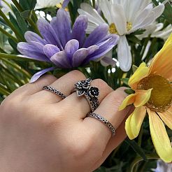 3 bague empilable en laiton avec motif de fleur pour femme&nbsp;FS-WG45278-04