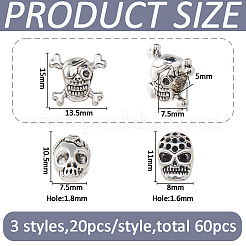 60 pz 3 perline in lega di stile tibetano&nbsp;FIND-FH0011-88