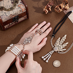 1 bracelet multi-rangs en alliage orné de strass et [1] moufle en alliage&nbsp;SJEW-PH0001-31