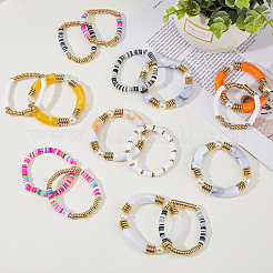 15 Stück 15-teiliges Heishi-Surfer-Stretch-Armband-Set aus Polymer-Ton im Ethno-Stil&nbsp;BJEW-FI0001-41