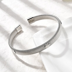 Flache Schlangenketten-Manschettenarmbänder aus 304 Edelstahl für Damen&nbsp;BJEW-A067-01P