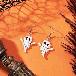 Halloween Geist Glas Saatperlen Ohrringe&nbsp;EJEW-TA00750