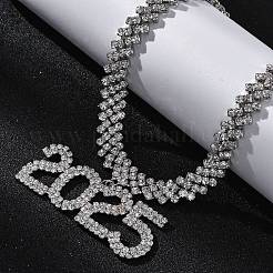 Messing voll Kristall Strass 2025 Anhänger Halsketten für Frauen&nbsp;LS-NJEW-Q005-01P