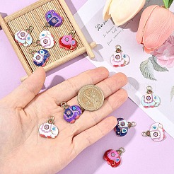 12 stücke 6 farben legierung strass anhänger&nbsp;FIND-YW0011-79