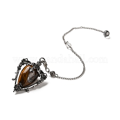 Natürliche Tigerauge-Dreieck-Wünschelpendel-Anhänger&nbsp;G-G022-01AS-04