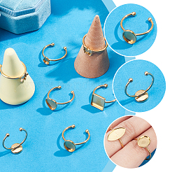 9 Stück 9 Stile 304 Edelstahl offene Manschette Ring Zubehörse&nbsp;STAS-AR0002-20
