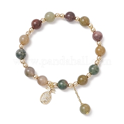 3 bracelet de perles rondes en aigue-marine naturelle&nbsp;BJEW-JB11933