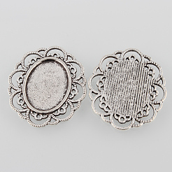 Tibetischer Stil Legierung blumenTräger Fassungen für Cabochon&nbsp;X-TIBE-M021-07AS