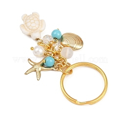 4 llavero de tortuga con forma de concha de estrella de mar de acero inoxidable 304&nbsp;KEYC-JKC01388