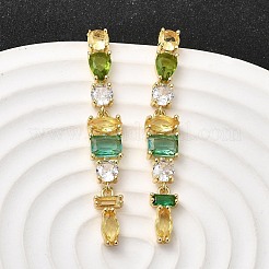 Boucles d'oreilles rectangulaires en laiton micro pavé de zircones cubiques&nbsp;EJEW-Z153-01G-01