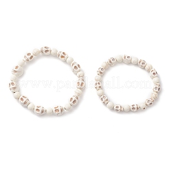2 Stück 2 Stile Halloween synthetischer türkisfarbener Totenkopf & runde Perlen Stretch-Armband-Sets für Männer und Frauen&nbsp;BJEW-JB12252