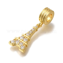 Ciondoli pendenti europei in ottone placcato a cremagliera con pavé di zirconi cubici trasparenti&nbsp;KK-H485-24G