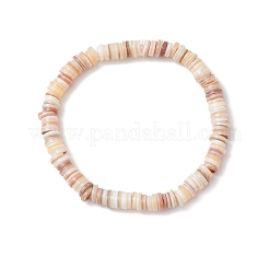 Braccialetti elastici con perline a disco in conchiglia d'acqua dolce naturale per uomo e donna&nbsp;BJEW-JB11747