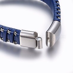 Bracciali cordone intrecciato in pelle&nbsp;BJEW-E345-15A
