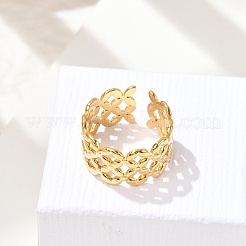 Anillos abiertos de acero inoxidable 304 con diseño de flor para mujer&nbsp;RJEW-Q006-03E-G