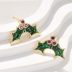 Pendientes de tuerca de circonio cúbico con micro pave de latón&nbsp;EJEW-Q015-08G