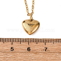 304 Edelstahl Rose Liebe Herz Anhänger Kabel Kette Halsketten für Frauen&nbsp;NJEW-K255-36G