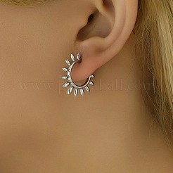 Boucles d'oreilles à tige en acier inoxydable 304 en forme de soleil&nbsp;ZJ1765-1