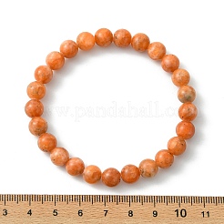 Pulseras elásticas de cuentas de calcita naranja natural para mujeres y hombres&nbsp;BJEW-JB13732