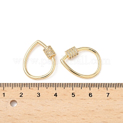 Laiton micro pave clair zircone cubique vis mousqueton charmes de verrouillage&nbsp;KK-Z118-06G-04