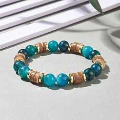 Bracciale elasticizzato da donna con perline di cocco e quarzo naturale&nbsp;BJEW-JB07546-01