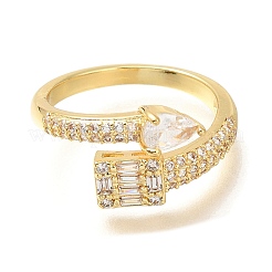Offene Manschettenringe aus Messing mit Mikropflaster und Zirkonia für Damen&nbsp;RJEW-M022-32G