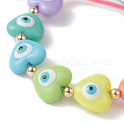 Cuore in resina con braccialetti di perline intrecciate malocchio&nbsp;BJEW-JB09461