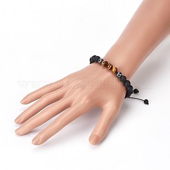 Natürliches Lavastein und nicht magnetische synthetische Hämatitperlen geflochtene Perlenarmbänder&nbsp;X-BJEW-JB03975-25