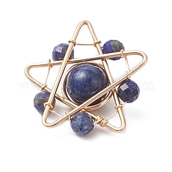 Gefärbte natürliche Lapislazuli-Anhänger mit Kupferdrahtumwicklung&nbsp;PALLOY-TA00368-03