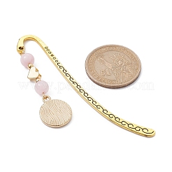 Marcapáginas de cuarzo rosa natural&nbsp;AJEW-JK00271-03