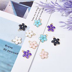 150 colgante de aleación de esmalte con forma de flor de 5 colores&nbsp;ENAM-DC0001-32