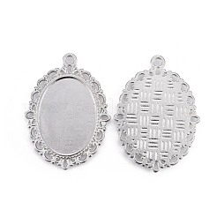 Tibetischer Stil oval Legierung Anhänger Fassungen&nbsp;TIBEP-Q054-44P-NR