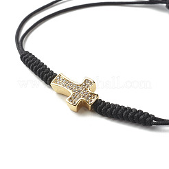 Bracciali intrecciati con perline intrecciate in ottone con micro pavé di zirconi per coppia migliore amica&nbsp;BJEW-JB06794