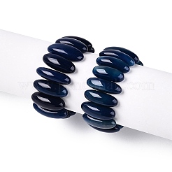 Bracelets extensibles ovales en perles d'agate naturelle pour femmes et hommes&nbsp;G-Q601-23B