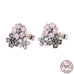 925 Sterling Silber Emaille Ohrstecker&nbsp;EJEW-FF0006-02