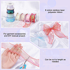 8 rouleau de ruban polyester laser irisé arc-en-ciel 8 couleurs&nbsp;OCOR-PH0004-27