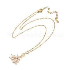 Collares colgantes de circonita cúbica micro pavé de latón con flores&nbsp;NJEW-C076-22G