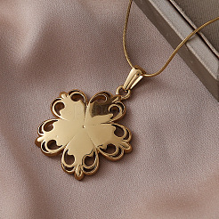 Collane con ciondolo a forma di fiore verde in acciaio inossidabile chirurgico 316 per donna&nbsp;AT0349
