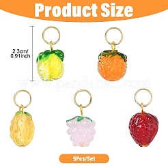 5 Stück Anhänger aus transparentem Glas und handgefertigter Lampenarbeit in Fruchtform&nbsp;PALLOY-YW00143