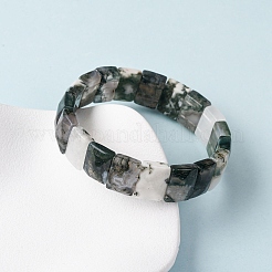Bracelets extensibles rectangulaires en perles d'agate d'arbre naturel pour femmes et hommes&nbsp;BJEW-Z149-01C
