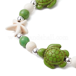 Bracelets extensibles en perles de turquoise synthétique pour femmes et hommes&nbsp;BJEW-JB11094