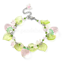 Pulsera con dije de flor de vidrio&nbsp;BJEW-JB09435