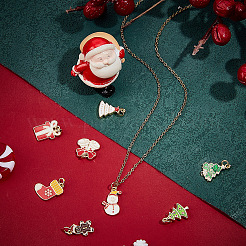 8 Stück 8 Stile Weihnachts-Themen echte 18k vergoldete Messing Emaille Charms&nbsp;KK-BBC0014-99