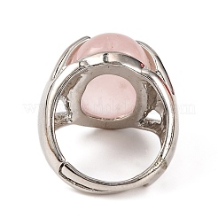 Anello ovale in quarzo rosa naturale&nbsp;G-Q184-06A-P