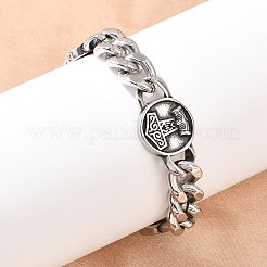 Bracelets plats ronds en acier inoxydable avec maillons à l'effigie du marteau de Thor&nbsp;BJEW-D379-07ASP