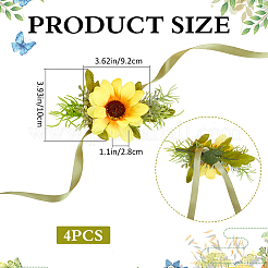4 pz di fiori da polso in tessuto imitazione girasole&nbsp;AJEW-CP0008-43