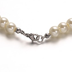 Edelstahl gefärbtes Glas Perle Runde Perlen und Armbänder Schmuck-Sets&nbsp;SJEW-M039-01B