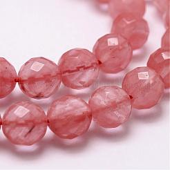 Chapelets de perles en verre de quartz de cerise&nbsp;G-D840-43-8mm