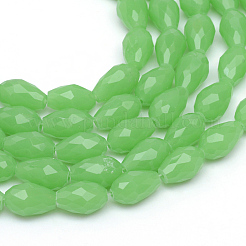 Tropfenfacettierte Glasperlenstränge aus Jadeimitat&nbsp;GLAA-Q052-A