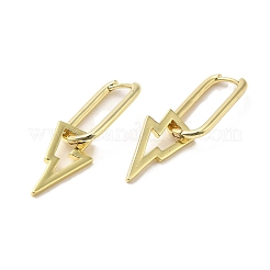 Orecchini a cerchio pendenti in vero ottone placcato oro 18k con fulmine&nbsp;EJEW-L268-018G-04